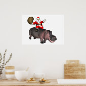 Santa Riding op Hippo Poster (Keuken)