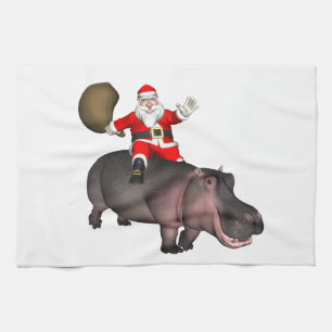 Santa Riding op Hippo Theedoek