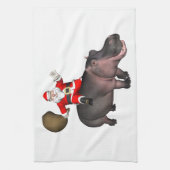 Santa Riding op Hippo Theedoek (Verticaal)
