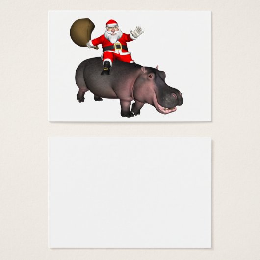 Santa Riding op Hippo Visitekaartje (Voorkant /achterkant)