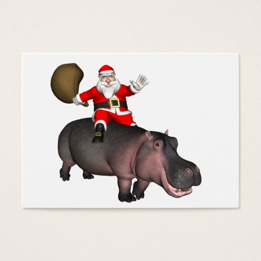 Santa Riding op Hippo Visitekaartje (Voorkant)