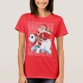 Santa Riding Panda Beer Ugly KerstSweater T-shirt (Voorkant)