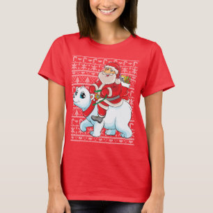 Santa Riding Panda Beer Ugly KerstSweater T-shirt