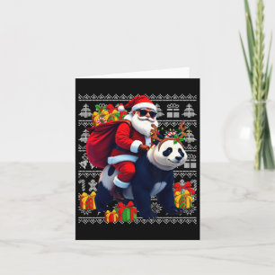Santa Riding Panda Christmas Lights Ugly Christmas Kaart
