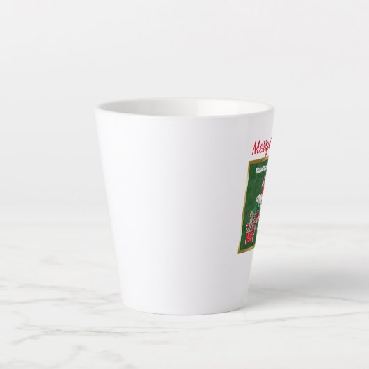 Santa Riding Peppermint Snoep Train Green Gold Latte Mok (Voorkant)