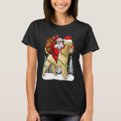 Santa Riding Poodle Dog met Pet Claus Kerstmis T-shirt (Voorkant)