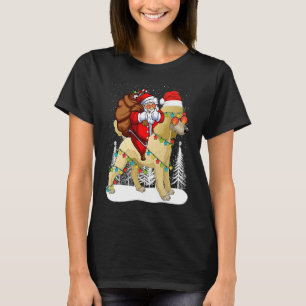 Santa Riding Poodle Dog met Pet Claus Kerstmis T-shirt