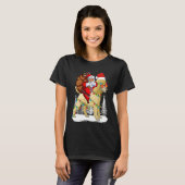 Santa Riding Poodle Dog met Pet Claus Kerstmis T-shirt (Voorkant volledig)