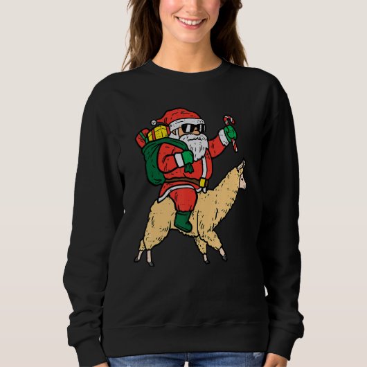 Santa Riding Poor Llama  Christmas Xmas Kids Men W Trui (Voorkant)