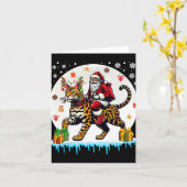 Santa Riding Reindeer Bengaals Cat Christmas Owner Kaart (Gele Bloem)