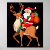 Santa Riding Reindeer Christmas Men Boys Kids Teen Poster (Voorkant)