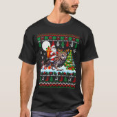 Santa Riding Reindeer Owl Sweater Xmas Tree Snowma T-shirt (Voorkant)
