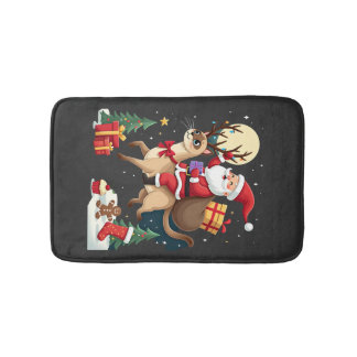 Santa Riding Reindeer Siamese Cat Christmas Tree L Badmat