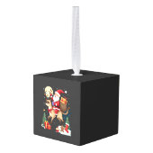 Santa Riding Reindeer Siamese Cat Christmas Tree L Decoratie (Achter hoekig)