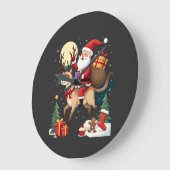 Santa Riding Reindeer Siamese Cat Christmas Tree L Grote Klok (Hoek)