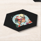 Santa Riding Reindeer Siamese Cat Christmas Tree L Kartonnen Onderzetters (Schuin)