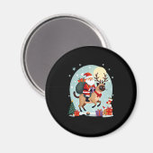 Santa Riding Reindeer Siamese Cat Christmas Tree L Magneet (Voorkant / Achterkant)