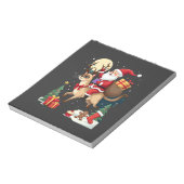 Santa Riding Reindeer Siamese Cat Christmas Tree L Notitieblok (Linkerzijde)