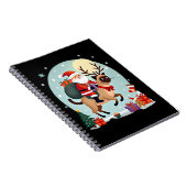 Santa Riding Reindeer Siamese Cat Christmas Tree L Notitieboek (Rechterzijde)