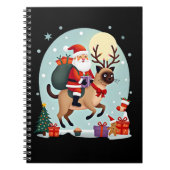 Santa Riding Reindeer Siamese Cat Christmas Tree L Notitieboek (Voorkant)