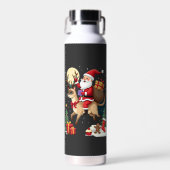 Santa Riding Reindeer Siamese Cat Christmas Tree L Waterfles (Voorkant)