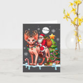 Santa Riding Reindeer Sphynx Cat Xmas Tree Kleurri Kaart (Gele Bloem)