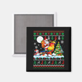 Santa Riding Reindeer Sun Conure Sweater Xmas Tree Magneet (Voorkant / Achterkant)