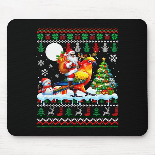Santa Riding Reindeer Sun Conure Sweater Xmas Tree Muismat (Voorkant)