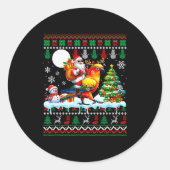 Santa Riding Reindeer Sun Conure Sweater Xmas Tree Ronde Sticker (Voorkant)