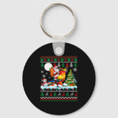 Santa Riding Reindeer Sun Conure Sweater Xmas Tree Sleutelhanger (Voorkant)