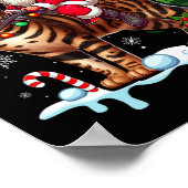 Santa Riding Rendier Bengal Cat Xmas Tree Colorfu Poster (Hoek)