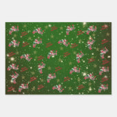 Santa Riding Rode Trein Gouden Sterren Vrolijk Ker Inpakpapier Vel (Voorkant 2)