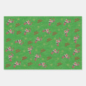 Santa Riding Rode Trein Gouden Sterren Vrolijk Ker Inpakpapier Vel (Voorkant)