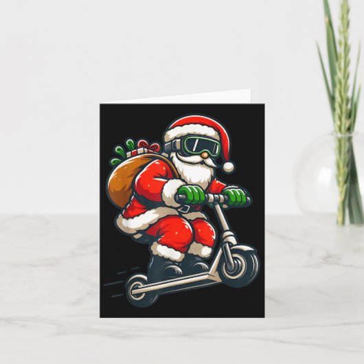 Santa Riding Scooter Kerstpyjama voor peuters Kaart (Voorkant)