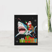 Santa Riding Shark Christmas Pajama Cute Ocean Ani Kaart (Voorkant)