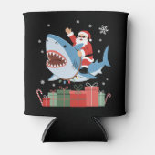 Santa Riding Shark Christmas Pajama Cute Ocean Blikjeskoeler (Voorkant)