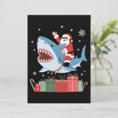 Santa Riding Shark Christmas Pajama Cute Ocean Kaart (Staand voorkant)