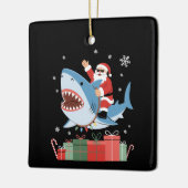 Santa Riding Shark Christmas Pajama Cute Ocean Keramisch Ornament (Links)