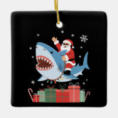 Santa Riding Shark Christmas Pajama Cute Ocean Keramisch Ornament (Voorkant)