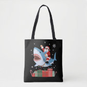 Santa Riding Shark Christmas Pajama Cute Ocean  Tote Bag (Voorkant)