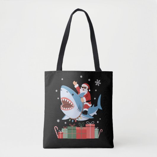Santa Riding Shark Christmas Pajama Cute Ocean  Tote Bag (Voorkant)