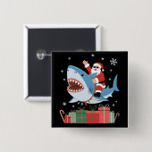Santa Riding Shark Christmas Pajama Cute Ocean  Vierkante Button 5,1 Cm (Voorkant /achterkant)