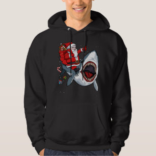 Santa Riding Shark Kerstmis Pajama Cute Ocean Ani Hoodie
