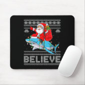Santa Riding Shark Ugly Christmas Sweater Believe  Muismat (Met muis)