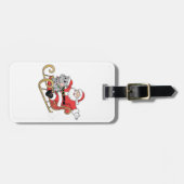 Santa Riding Sleigh met een Moo Deng Baby Hippo Bagagelabel (Voorkant horizontaal)
