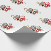 Santa Riding Sleigh met een Moo Deng Baby Hippo Cadeaupapier (Hoek)