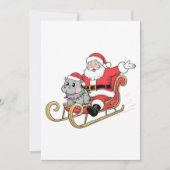 Santa Riding Sleigh met een Moo Deng Baby Hippo Save The Date (Voorkant)