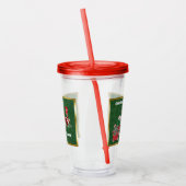 Santa Riding Snoep Trein Letters Groen Goud Acryl Drinkbeker (Links)