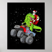Santa Riding T Rex Dinosaur Monster Truck Boy Chri Poster (Voorkant)