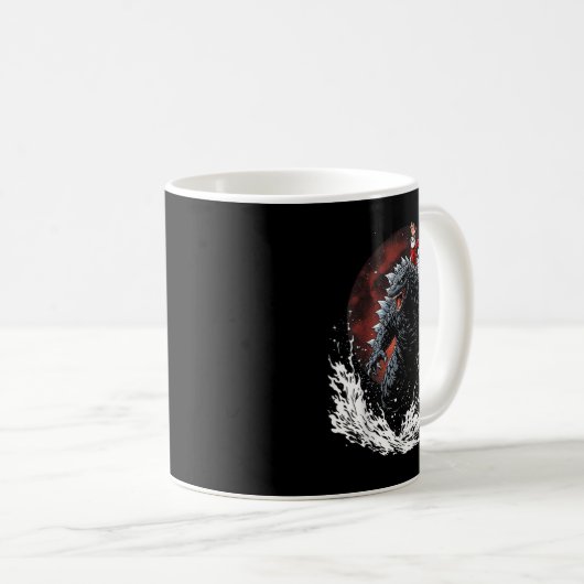 Santa Riding The Japanese Monster Kaiju For Christ Koffiemok (Voorkant rechts)